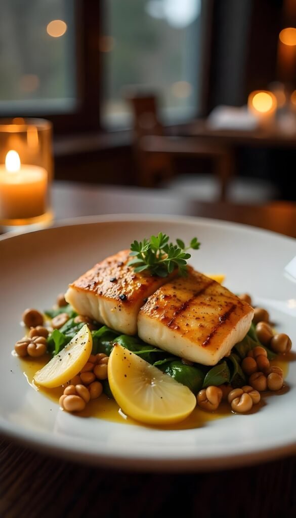 Grilled Branzino with Pear and Walnut Salad Grilled Branzino with Pear and Walnut Salad