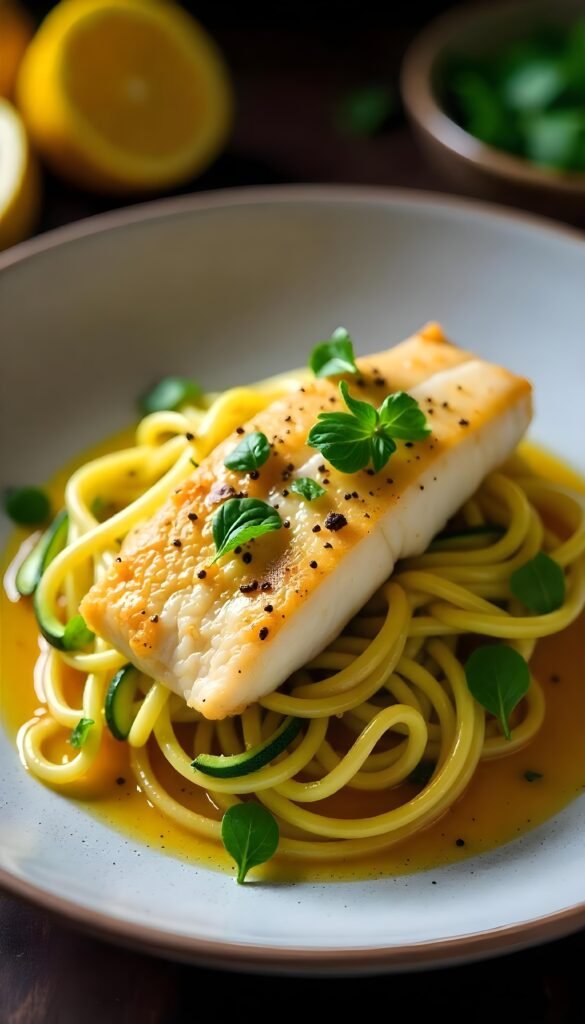 Citrus-Infused Branzino with Lemon Zucchini Noodles