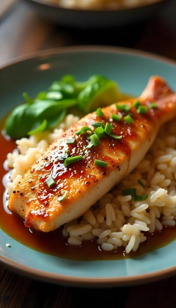 Crispy Skin Branzino with Savory Soy Glaze