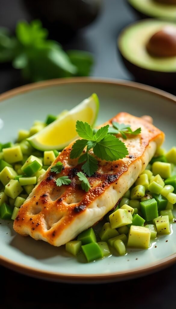 Grilled Branzino with Fresh Avocado Salsa