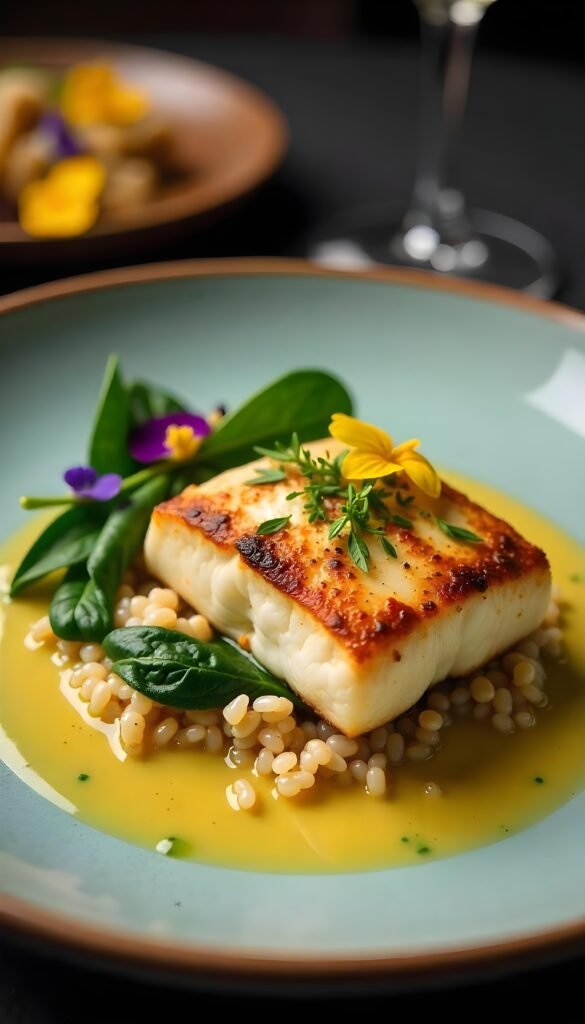 Pan-Seared Sea Bass with Herb Butter Sauce