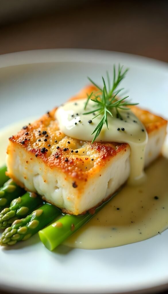 Pan-Seared Sea Bass with Creamy Dill Sauce Pan-Seared Sea Bass with Creamy Dill Sauce