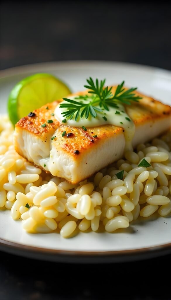 Pan-Seared Sea Bass with Creamy Dill Sauce Pan-Seared Sea Bass with Creamy Dill Sauce
