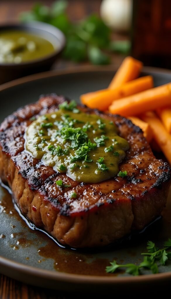 Classic Grilled Ribeye Steak with Garlic Herb Butter