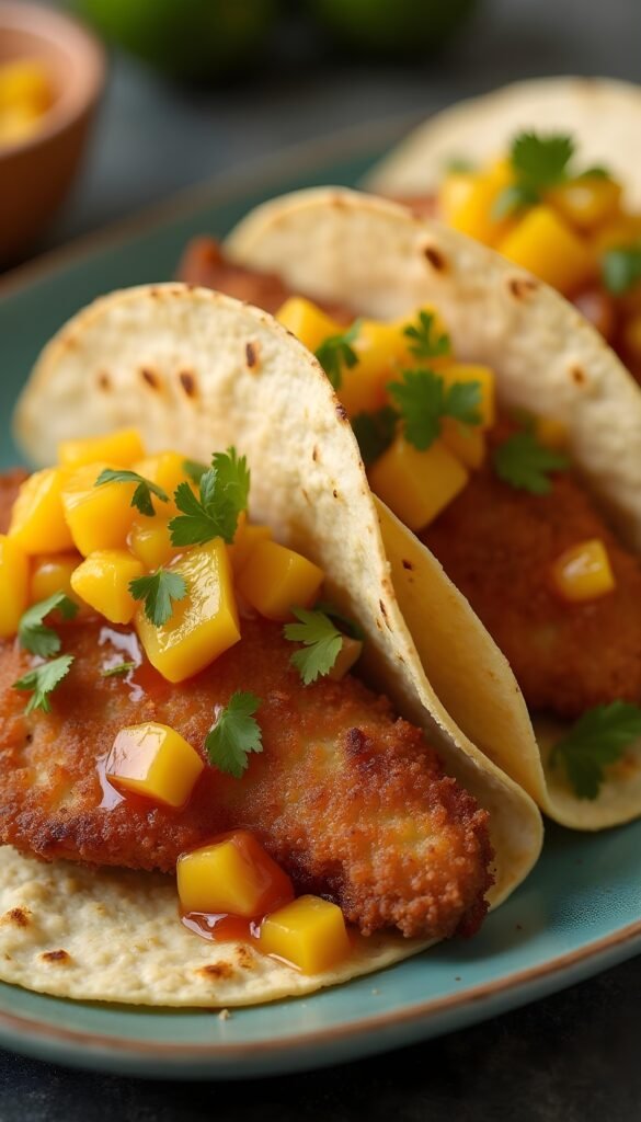 Crispy Tilapia Tacos with Mango Salsa