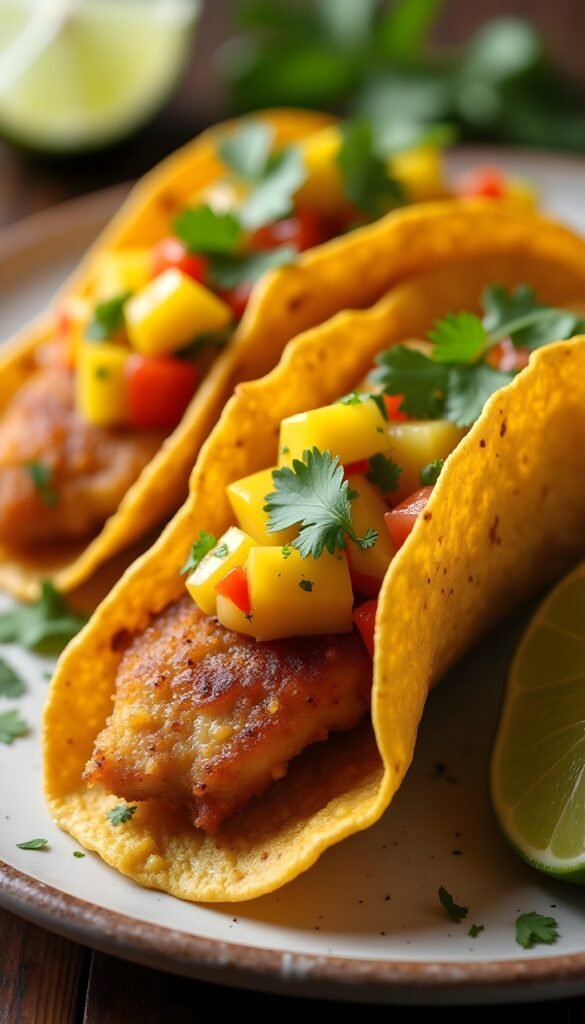 Crispy Tilapia Tacos with Mango Salsa