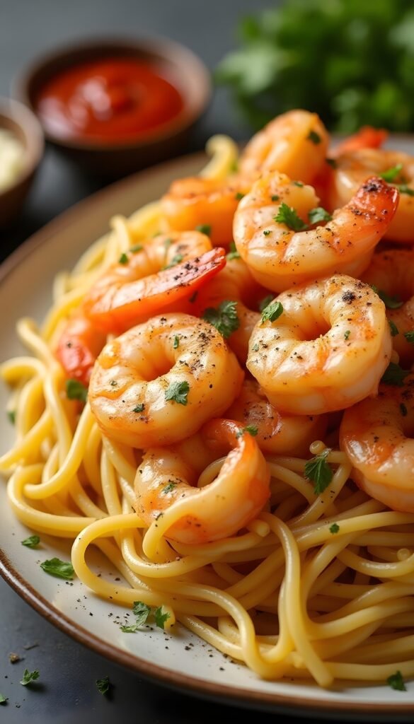 Garlic Butter Shrimp Linguine