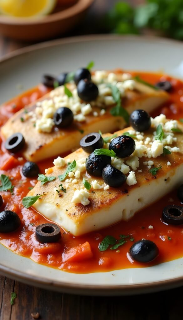Mediterranean Baked Tilapia with Feta and Olives