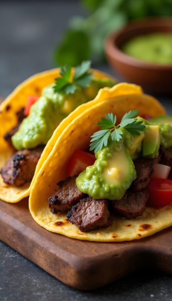 Savory Steak Tacos with Creamy Avocado Salsa