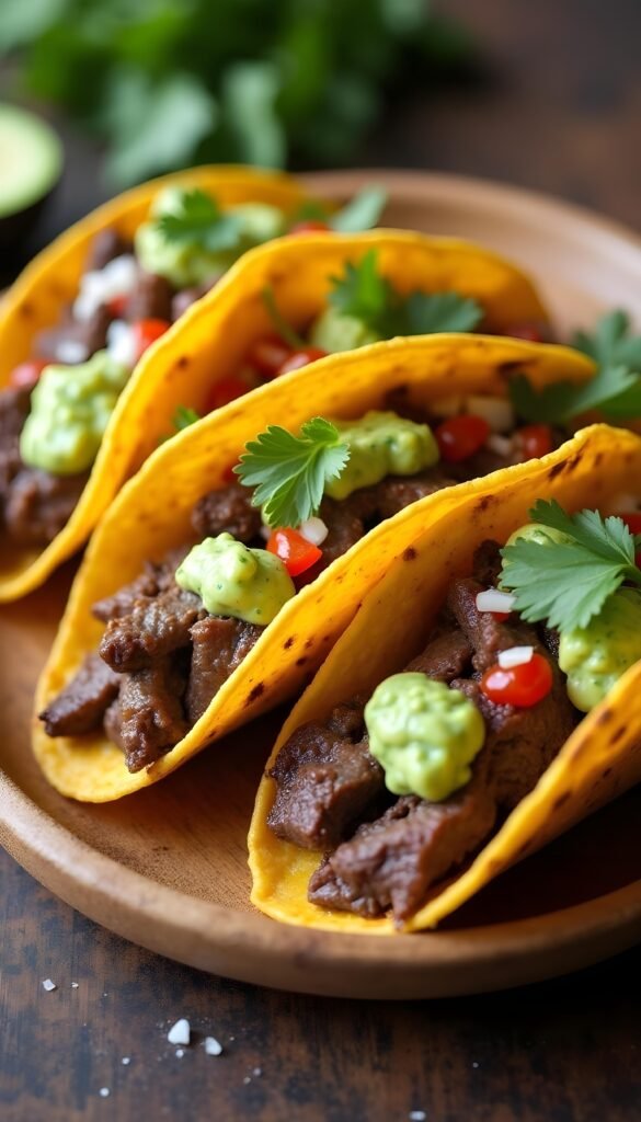 Savory Steak Tacos with Creamy Avocado Salsa