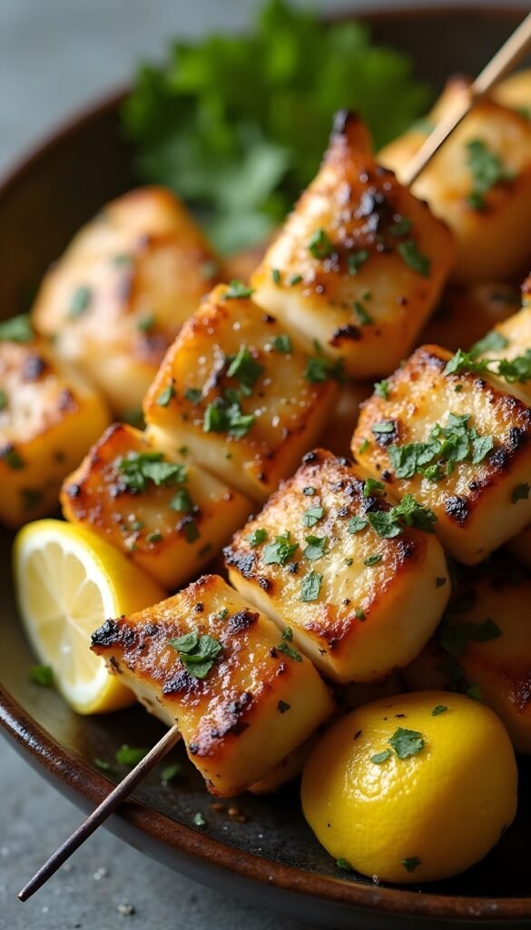 Grilled Lemon Herb Mahi Mahi Skewers