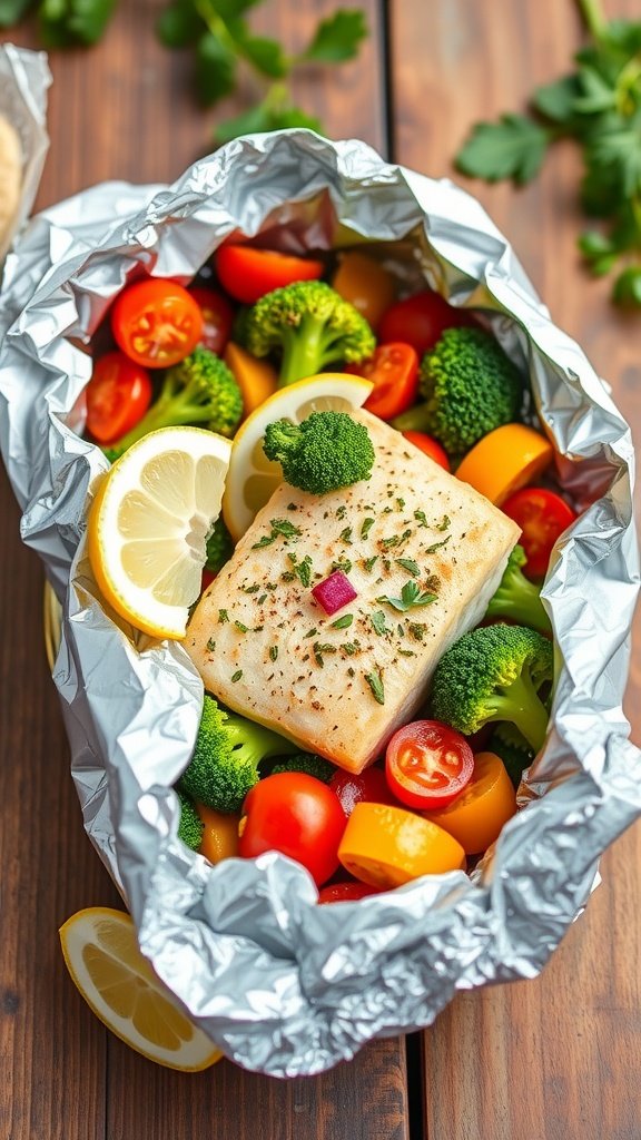 Lemon Herb Cod and Vegetable Foil Packets Lemon Herb Cod and Vegetable Foil Packets
