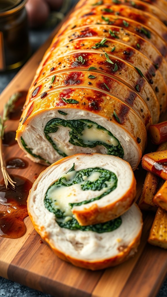 Savory Stuffed Pork Loin with Spinach and Cheese