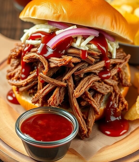 Tender Slow Cooker BBQ Brisket Sandwiches