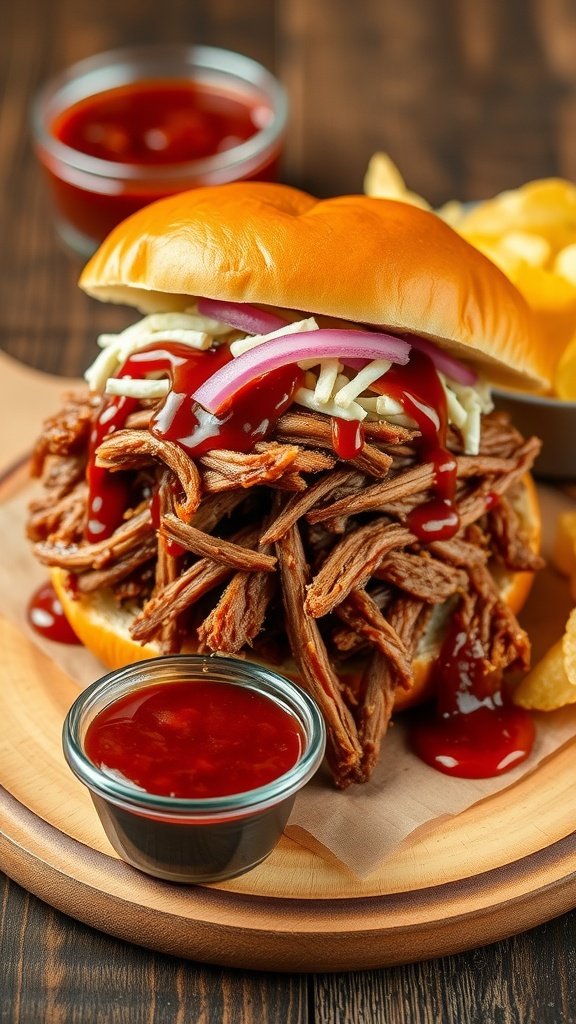 Tender Slow Cooker BBQ Brisket Sandwiches