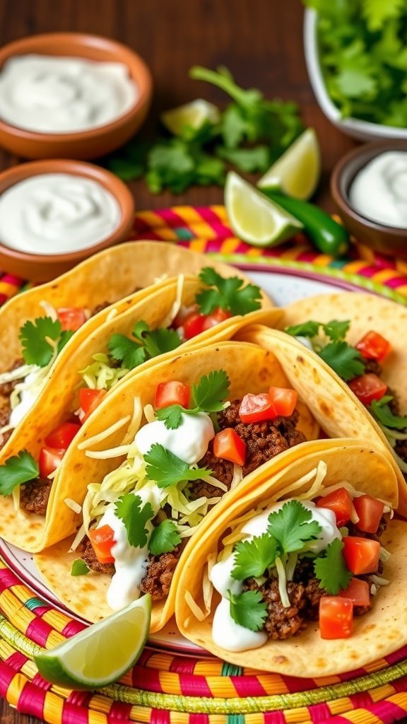 Crispy Beef Tacos with Creamy Cilantro Sauce