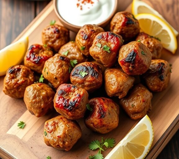 Savory Grilled Beef Kofta with Creamy Yogurt Sauce