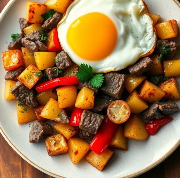 A delicious steak and potato hash