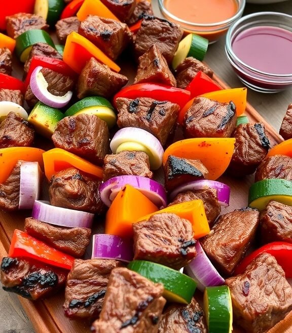 Grilled Teriyaki Steak Skewers
