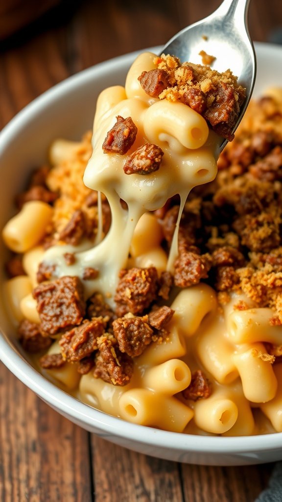 Savory Chopped Beef and Macaroni and Cheese Savory Ground Beef and Macaroni and Cheese