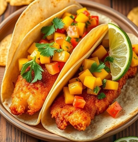 Crispy Tilapia Tacos with Mango Salsa