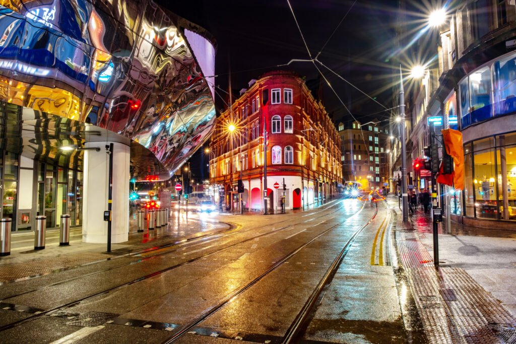Authentic Balti curry in Birmingham Night Life in the Center of Birmingham, England.