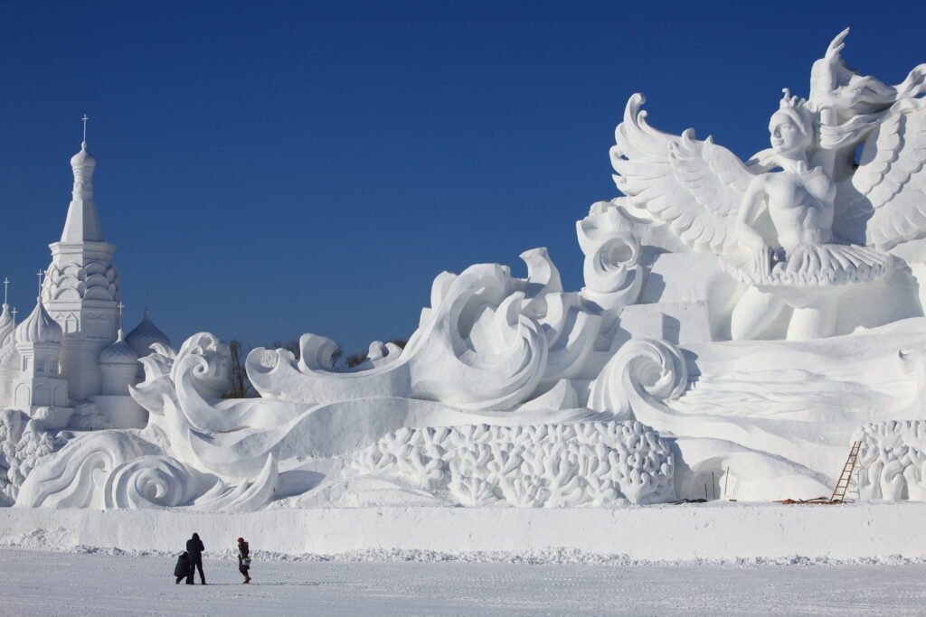 Snow Carving In Winter Harbin China