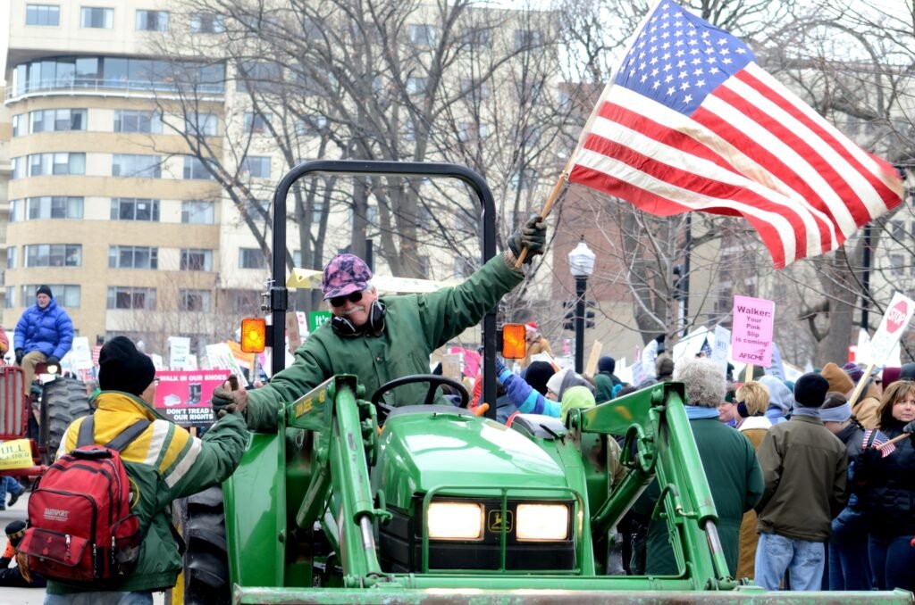 farm-to table Madison experiences Tractorcade Rally In Madison Wisconsin.