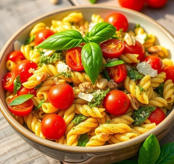 Pesto Pasta Salad with Cherry Tomatoes