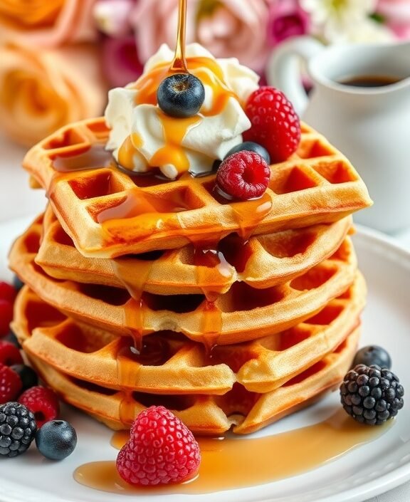 Belgian Waffles with Maple Syrup