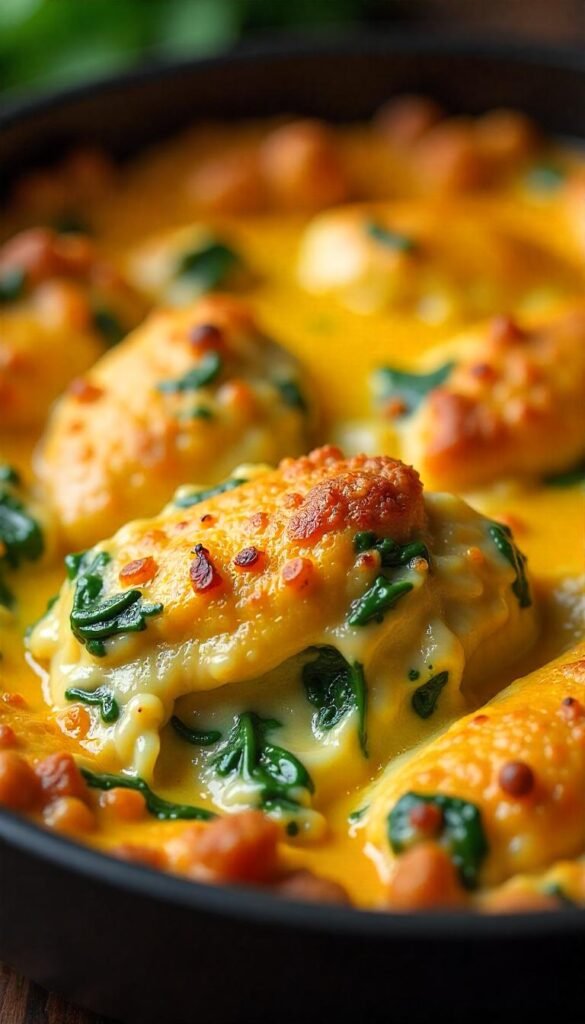 Cheesy Chicken and Spinach Casserole Cheesy Chicken and Spinach Casserole