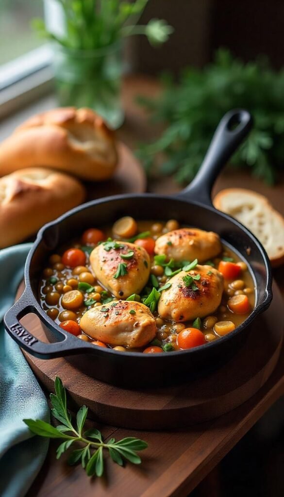 Hearty Chicken and Lentil Casserole