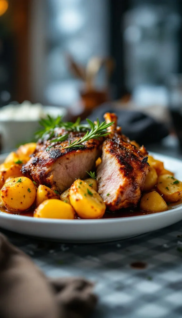 Crispy Duck Confit with Garlic Roasted Potatoes