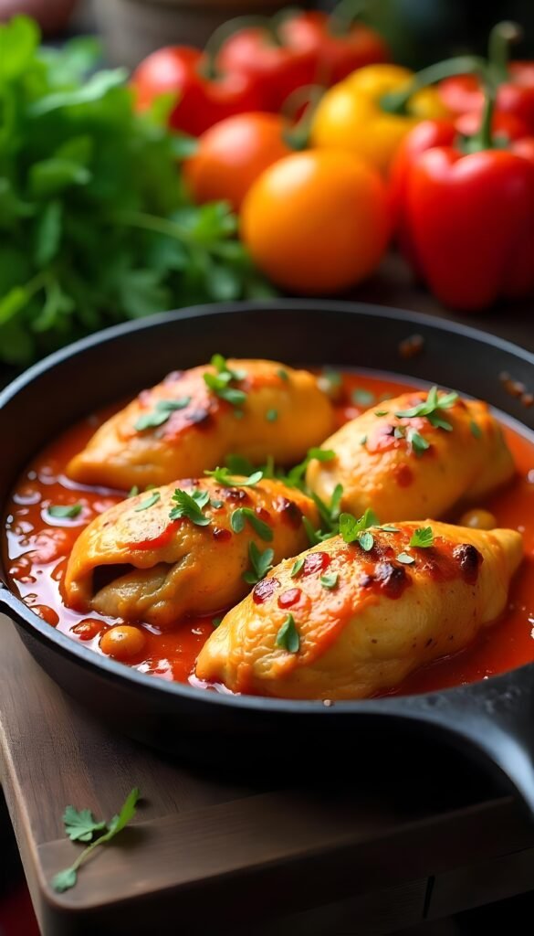Savory Banana Pepper and Tomato Baked Chicken