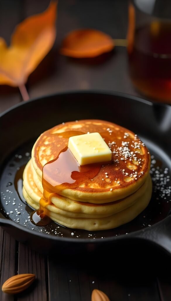 Fluffy Almond Flour Pancakes with Maple Syrup