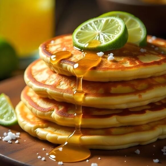 Margarita Pancakes with Tequila Syrup