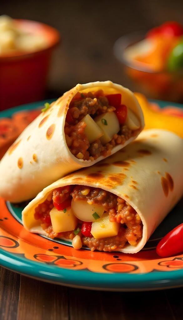 Spicy Chorizo and Potato Breakfast Burritos