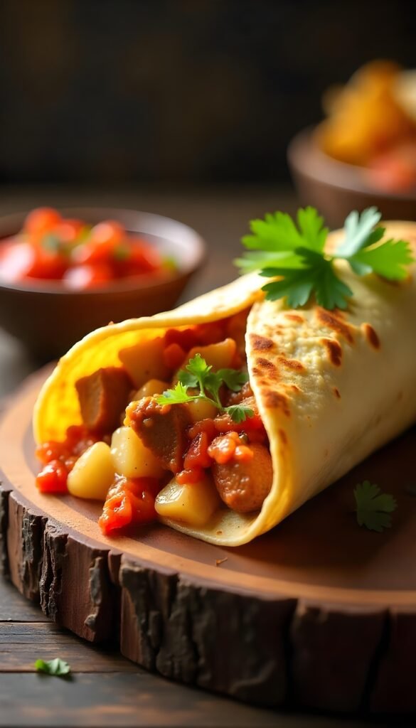 Spicy Chorizo and Potato Breakfast Burritos