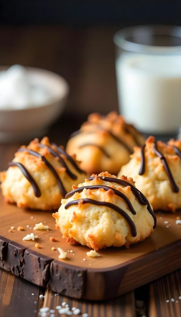 Coconut Macaroons with Dark Chocolate Drizzle