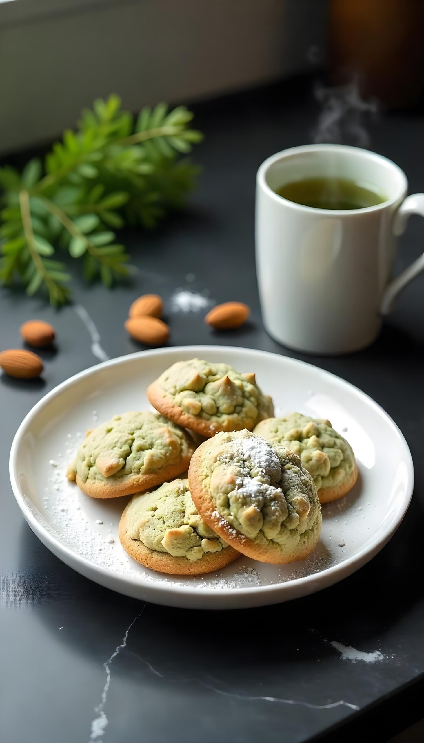 Matcha Almond Cookies