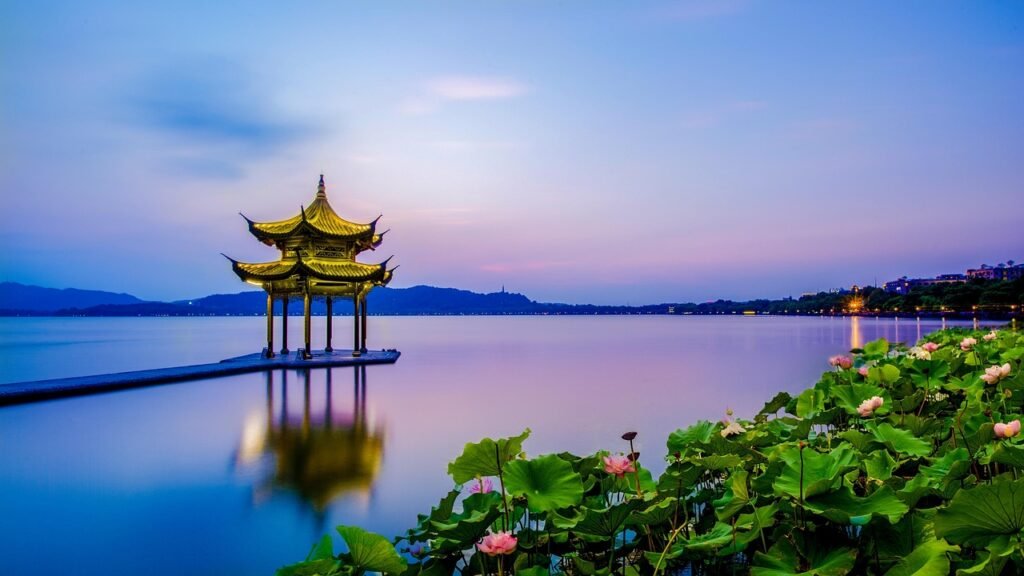 west lake, pagoda, lake, reflection, water, twilight, dusk, dawn, lotus, water lilies, nature, aquatic plants, scenery, scenic, tradition, culture, freshwater lake, hangzhou, china, asia, west lake, hangzhou, hangzhou, hangzhou, hangzhou, hangzhou