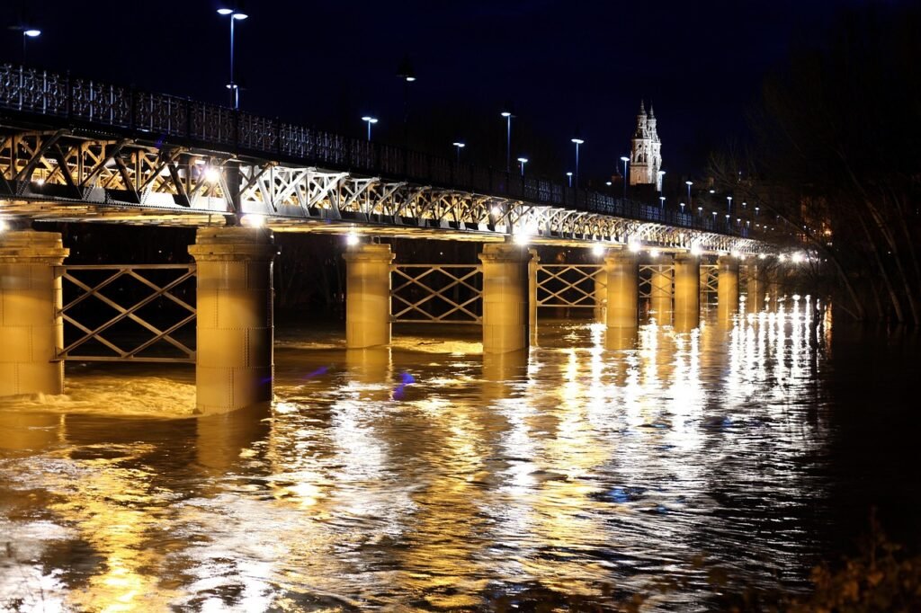 logroño, bridge, landscape, night, highlights, city, lights, darkness, river, logroño, logroño, logroño, logroño, logroño