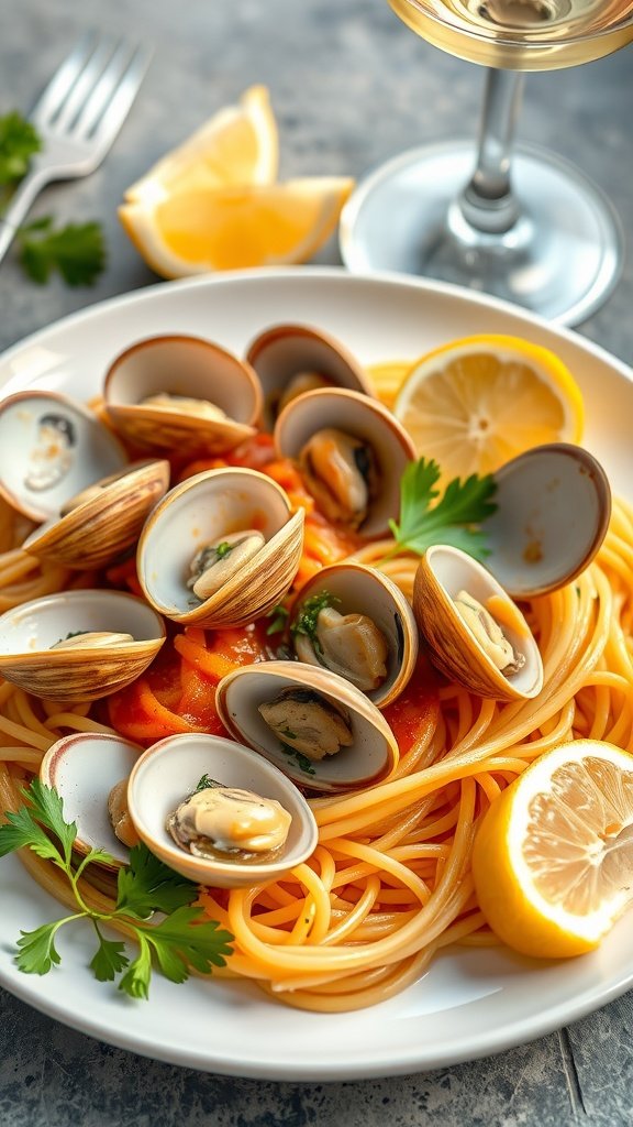 Garlic Butter Seafood Pasta with Clams