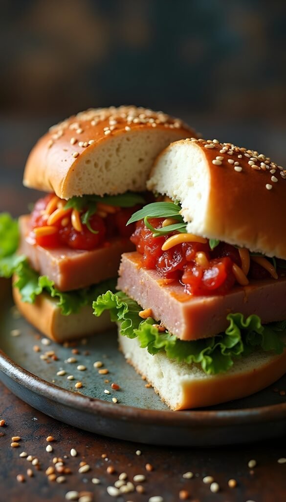 Spicy Tuna Burger with Wasabi Mayo
