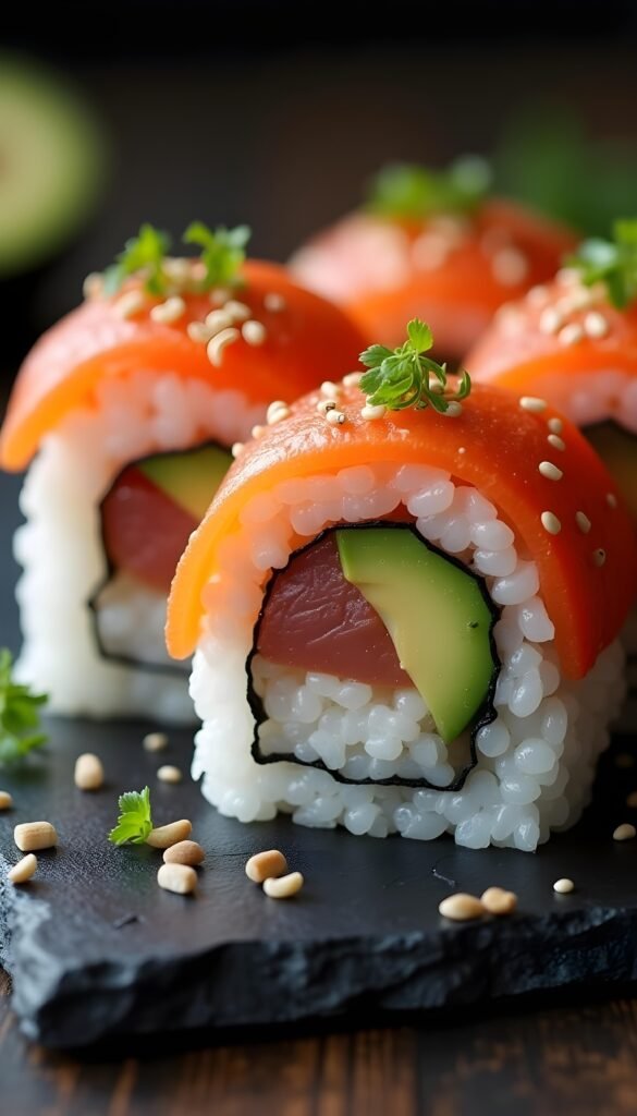 Tuna and Avocado Sushi Rolls