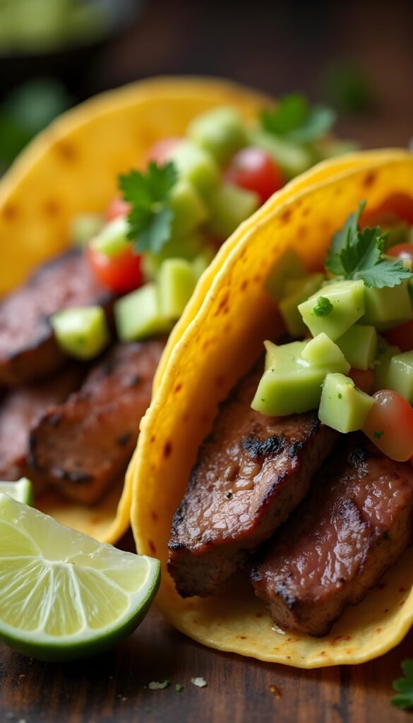 Savory Steak Tacos with Fresh Avocado Salsa